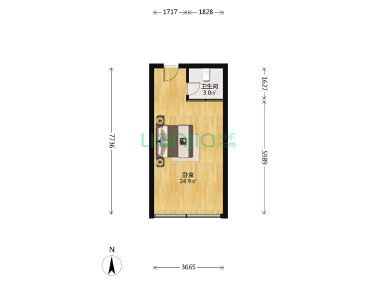嘉禹城市印象 1室0厅1卫 56平方