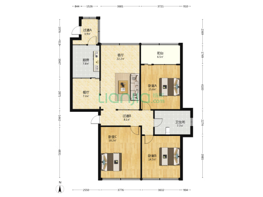 青年路313号 3室2厅1卫 96平方