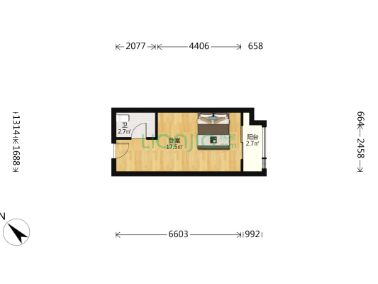 小户型住家精装修，坐拥3轻轨（3号线、4号线和环线）-户型图