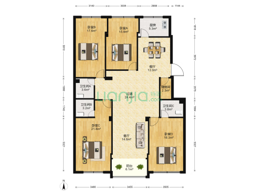 前西小区 4室2厅3卫 170平方