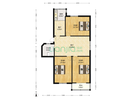 华润新村 3室2厅1卫 100平方