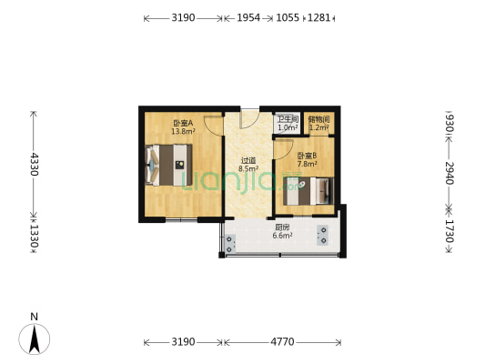 东华门小学宿舍 2室0厅1卫 45平方