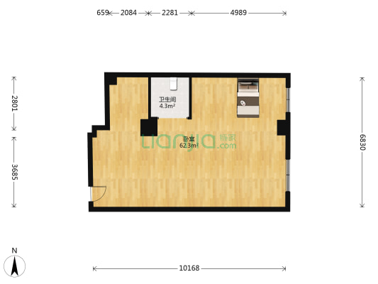 卓越大厦 1室0厅1卫 90平方