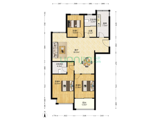 碧雲天城市花园 3室1厅2卫 122平方