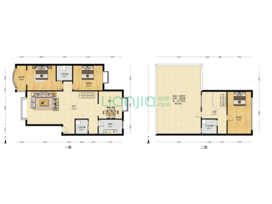 梅花园 3室1厅3卫 178平方
