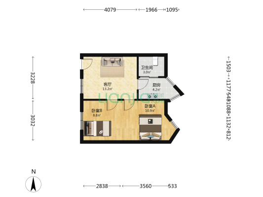 书香苑 2室1厅1卫 60平方