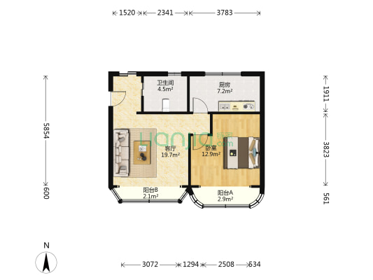 武定西路1192弄 1室1厅1卫 61平方