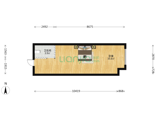 恒大滨河左岸 1室0厅1卫 60平方
