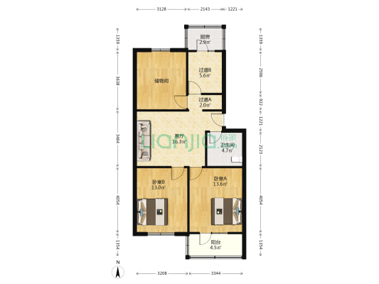 德安巷 2室1厅1卫 88平方