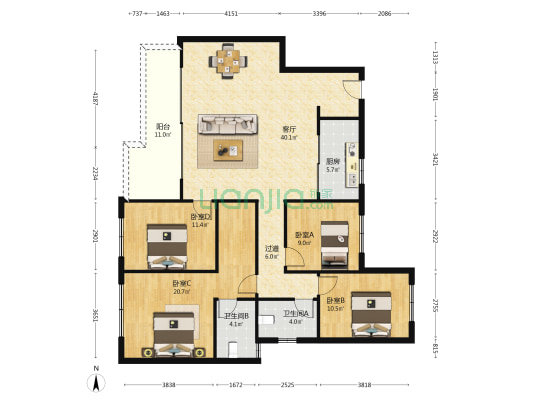 华润置地成都锦官首著 4室1厅2卫 143平方