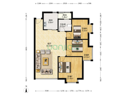 乐然水畔 3室1厅1卫 79平方