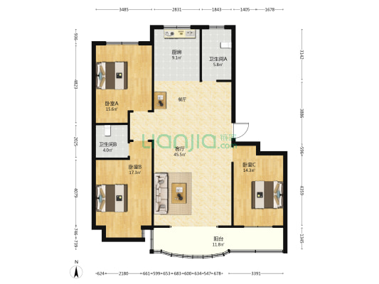 云门山景城花园 3室1厅2卫 154平方