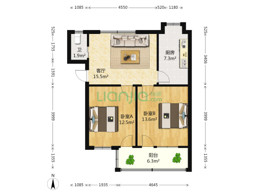 五纬路社区 2室1厅1卫 79平方