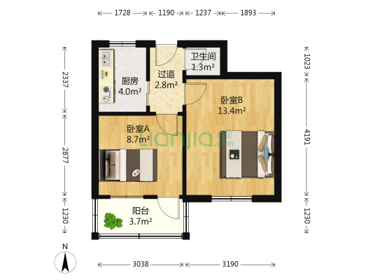 历山东路6号 2室0厅1卫 43平方