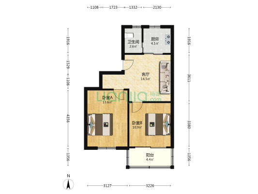 镇江路晚市1号巷6号 2室1厅1卫 61平方
