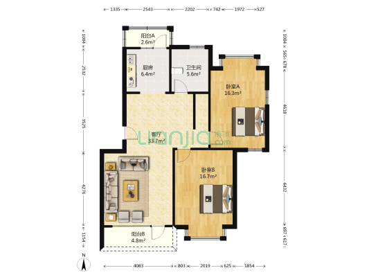 东湖丽岛 2室1厅1卫 100平方
