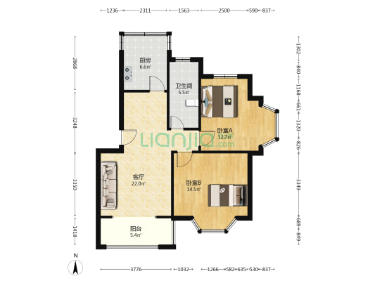 建德坊 2室1厅1卫 76平方