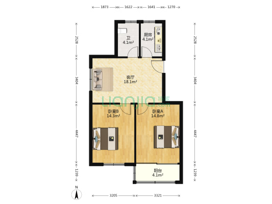 黄山小区 2室1厅1卫 77平方