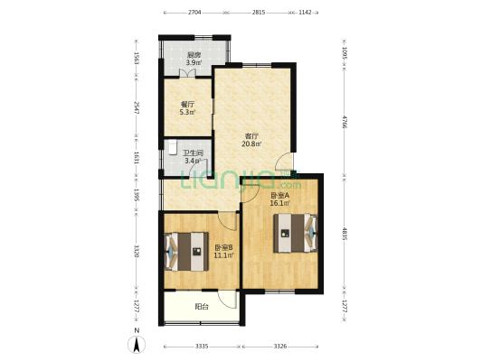 渡江小区西区 2室2厅1卫 82平方