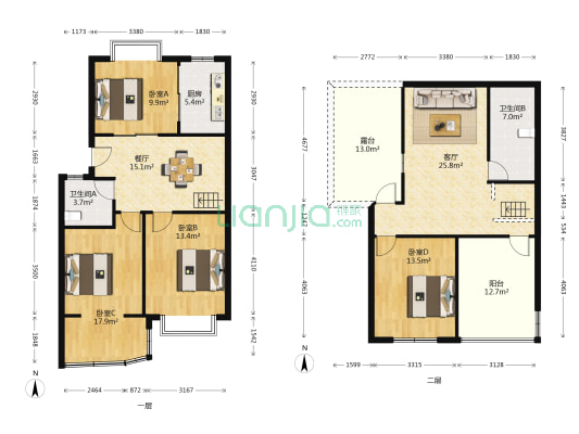 繁裕新村 4室2厅2卫 113平方