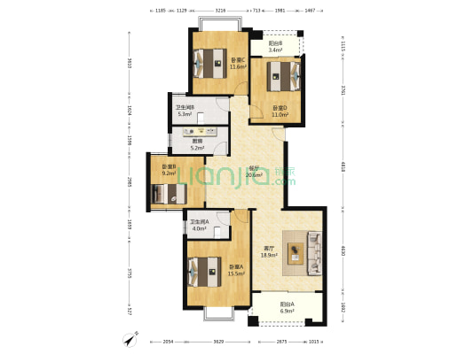 元邦山清水秀 4室2厅2卫 139平方