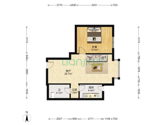 泊岸华庭 1室1厅1卫 67平方