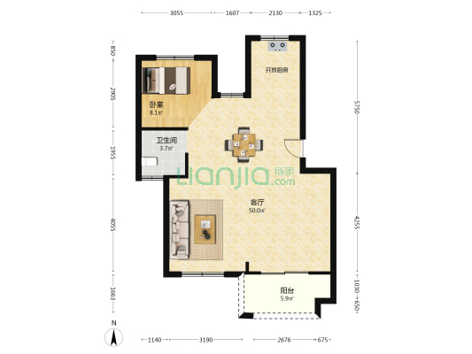 浦美轩 1室1厅1卫 81平方