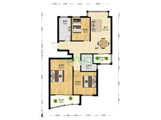 梅兰苑 3室1厅1卫 99平方