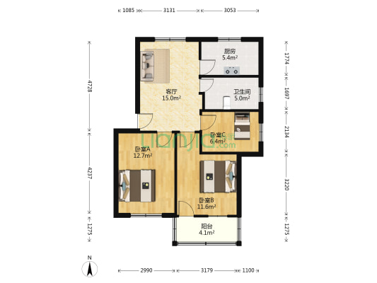 江东新村 3室1厅1卫 76平方