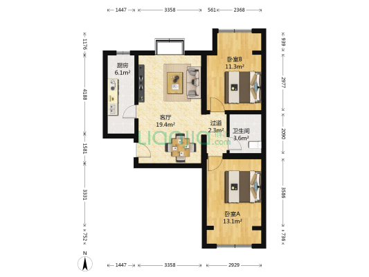 金融街融汇 2室1厅1卫 73平方