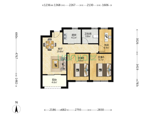 茗山馨舒雅苑 3室1厅1卫 83平方