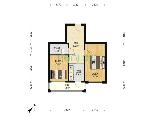 田园新城 2室0厅1卫 67平方