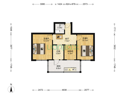 教委家属楼（胜利东路） 2室1厅1卫 55平方