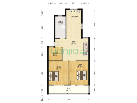 怡园新村 2室1厅1卫 98平方