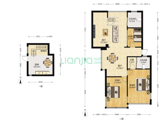 园垱街18号 3室2厅2卫 77平方