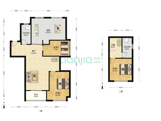 公园华府 3室1厅2卫 116平方