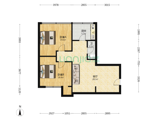 守备街小区 2室1厅1卫 85平方