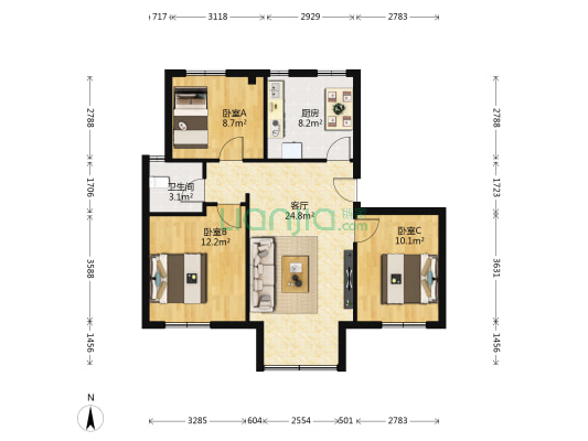 隽悦府 3室1厅1卫 79平方