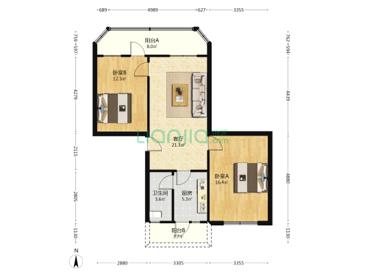宝光大道301号 2室1厅1卫 89平方