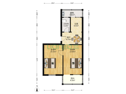 工商局宿舍 2室1厅1卫 65平方