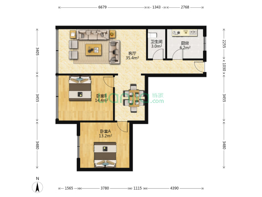 西街99号院 2室1厅1卫 83平方