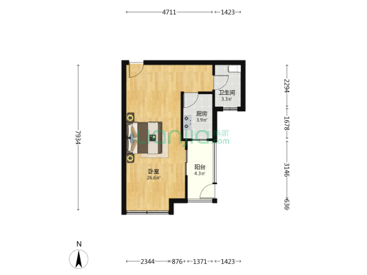 长泰海滨城揽海苑 1室0厅1卫 49平方