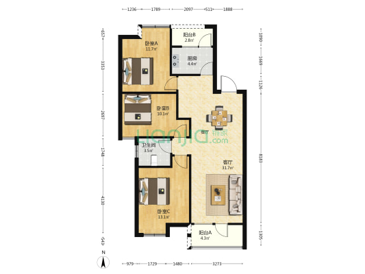 南港花园 3室1厅1卫 105平方