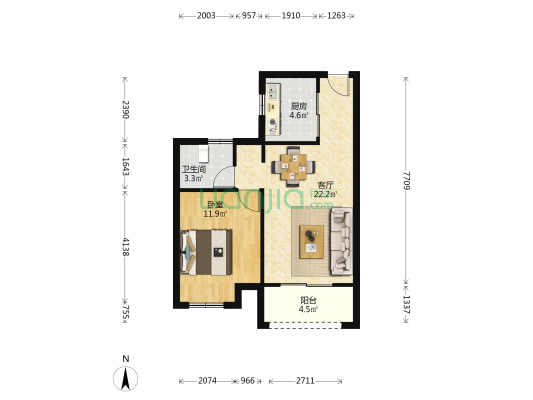 望江春和园 1室1厅1卫 68平方