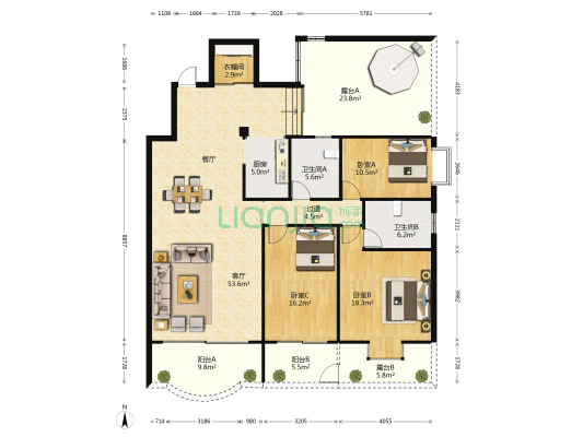 锦绣江南 3室1厅2卫 146平方