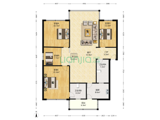天山小区  4室1厅2卫 170平方