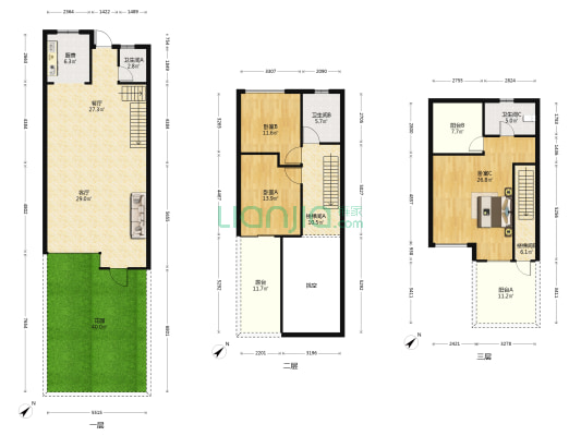 华新花予墅 3室2厅3卫 243平方