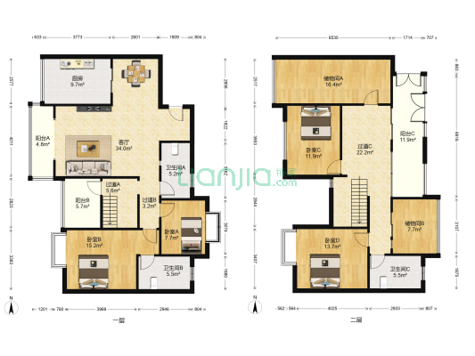 颐和家园 4室1厅3卫 178平方