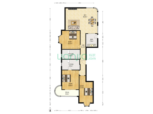 太阳都市花园二期 3室1厅2卫 178平方