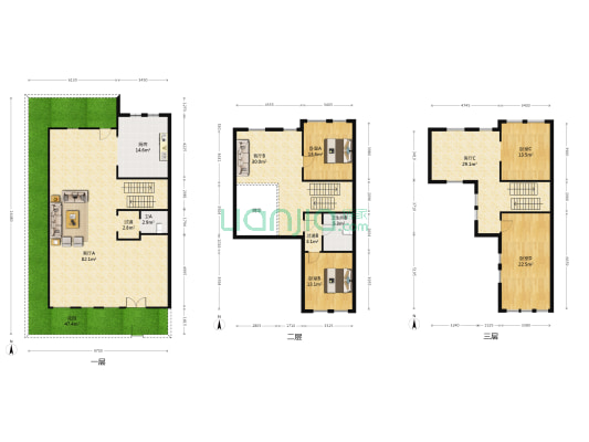 富力津门湖橘墅花园 4室3厅2卫 252平方